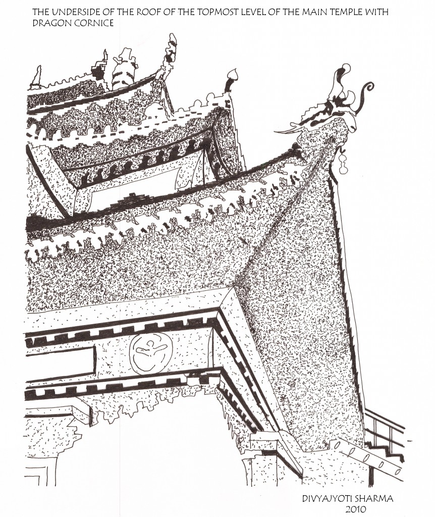 The dragon cornice of the main temple